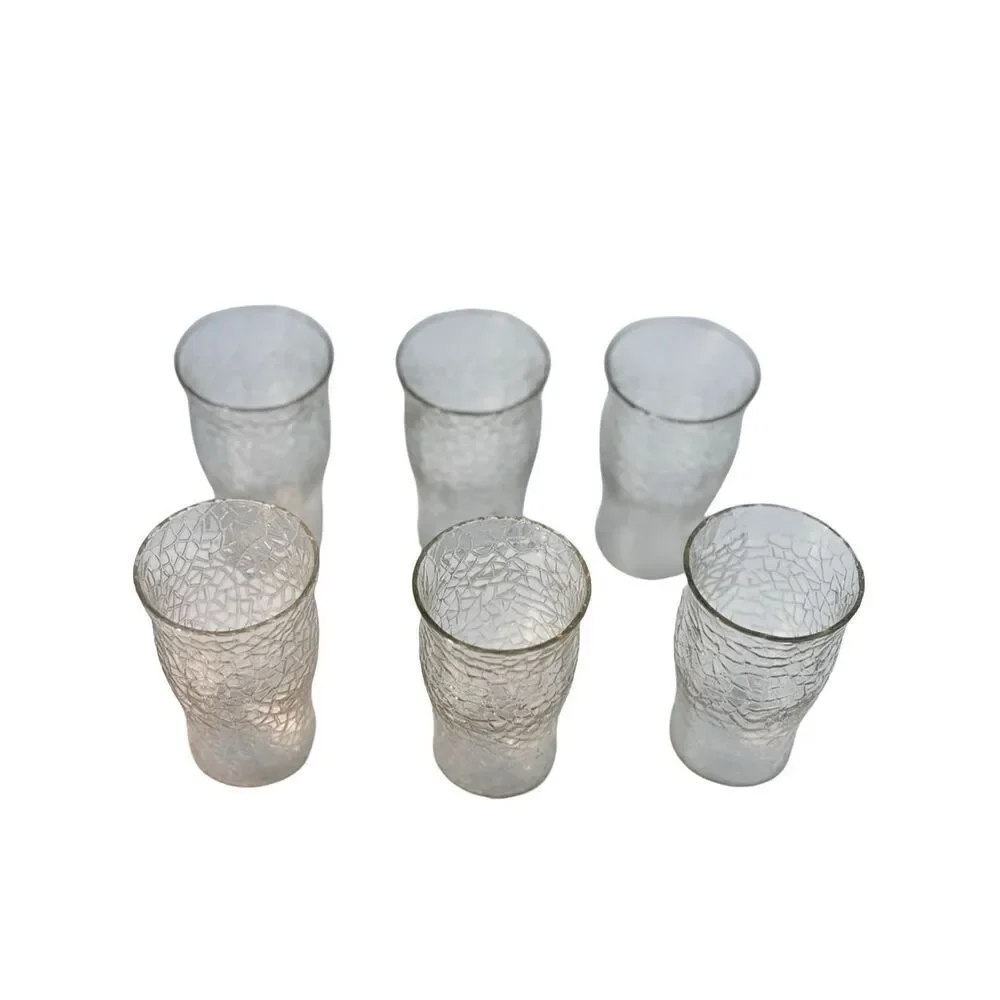6 crackled glass mini glasses
